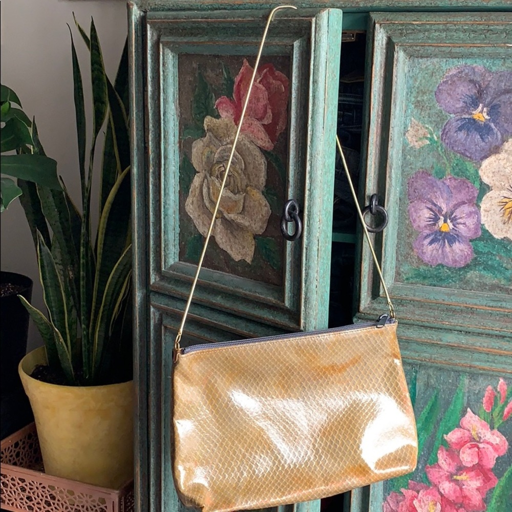 Vintage snake skin bag with gold chain